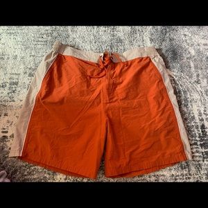 Orange and tan shorts that I have previously thrifted